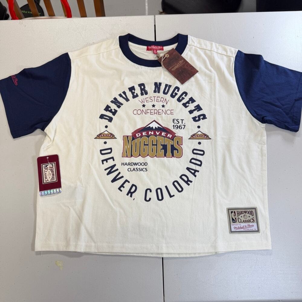 Denver Nuggets Mitchell & Ness NBA Women's Boxy Crop T-Shirt Medium NWT